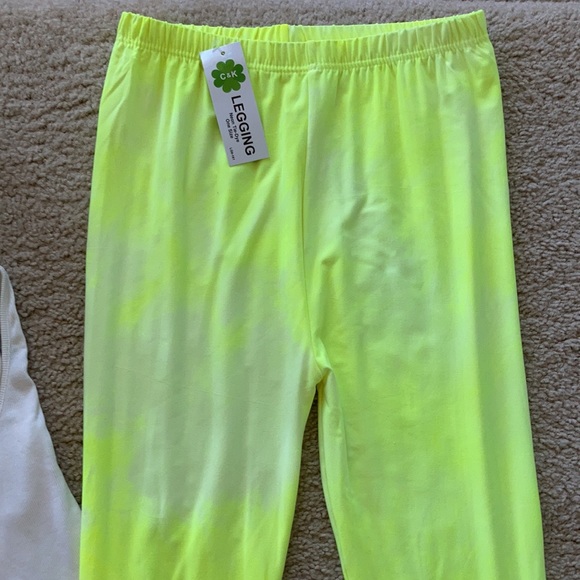 Neon Yellow Tie Dye Leggings - Picture 4 of 6